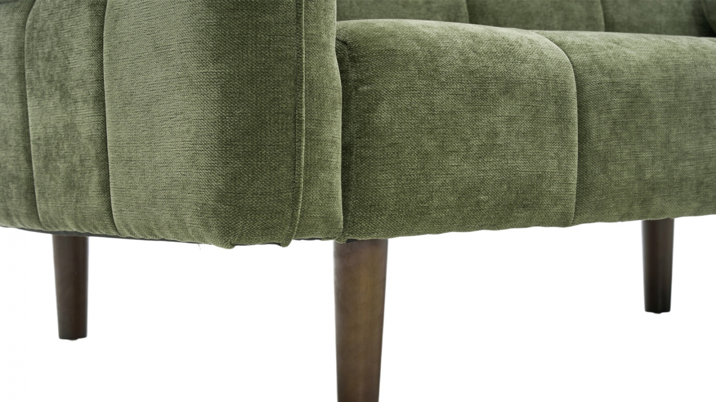 Canapé convertible 3 places en tissu chenille vert olive - Pavia Canapé convertible 3 places en tissu chenille vert olive - Pavia