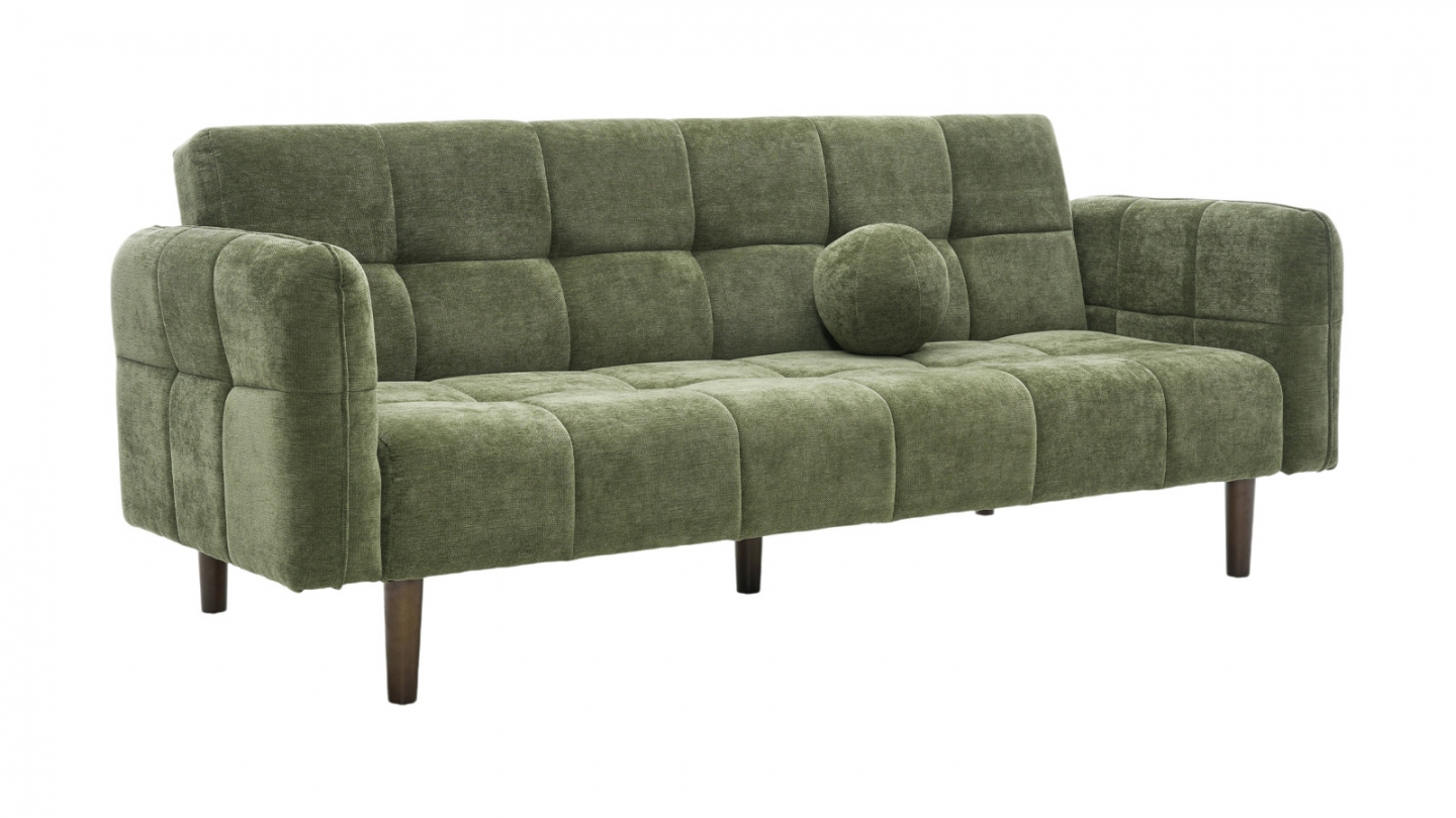 Canapé convertible 3 places en tissu chenille vert olive - Pavia Canapé convertible 3 places en tissu chenille vert olive - Pavia