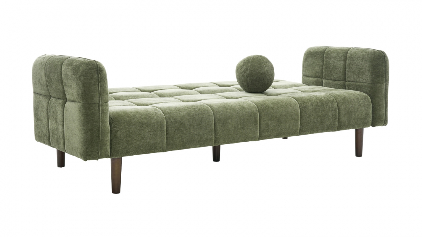 Canapé convertible 3 places en tissu chenille vert olive - Pavia Canapé convertible 3 places en tissu chenille vert olive - Pavia
