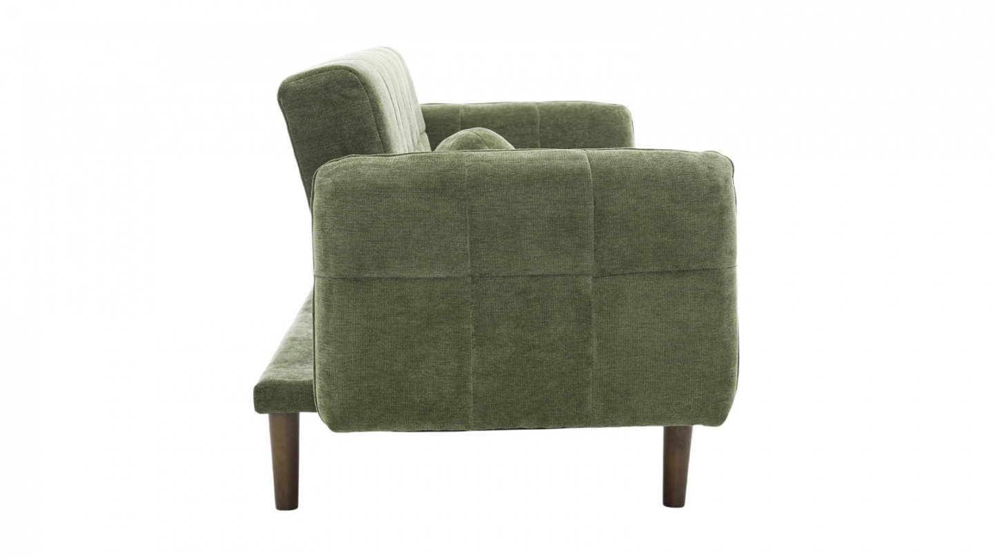 Canapé convertible 3 places en tissu chenille vert olive - Pavia Canapé convertible 3 places en tissu chenille vert olive - Pavia