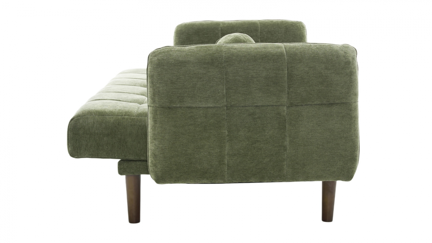 Canapé convertible 3 places en tissu chenille vert olive - Pavia Canapé convertible 3 places en tissu chenille vert olive - Pavia