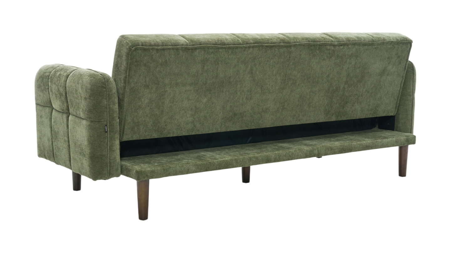 Canapé convertible 3 places en tissu chenille vert olive - Pavia Canapé convertible 3 places en tissu chenille vert olive - Pavia