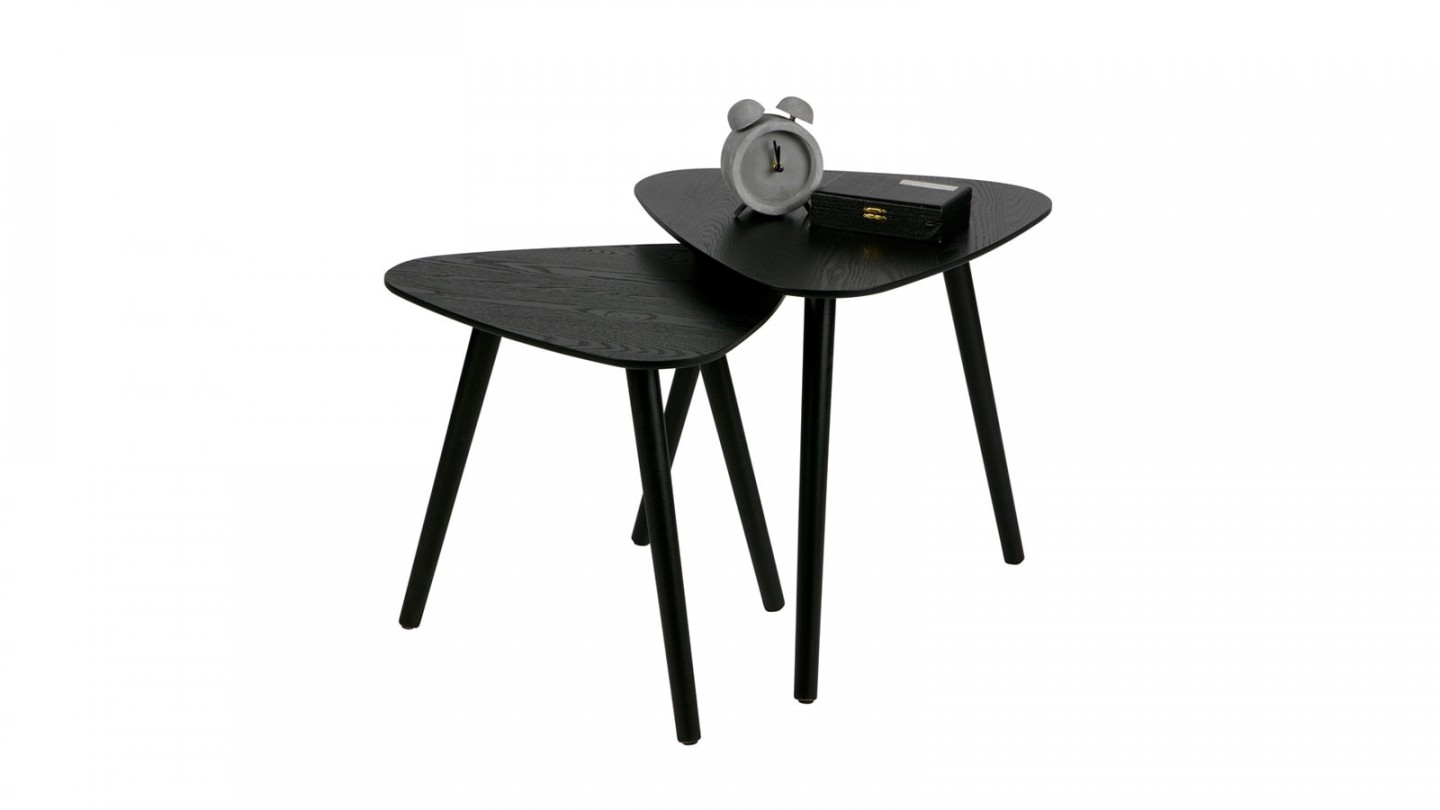 Lot de 2 tables gigognes en bois noir - Collection Nila - Woood