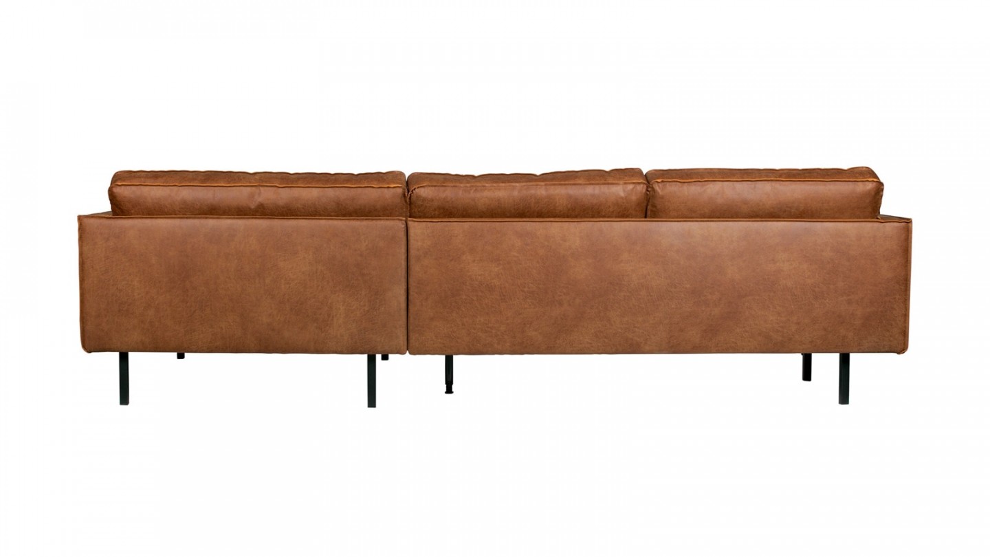 Canapé d'angle droit 4 places en cuir cognac - Collection Rodeo - BePureHome