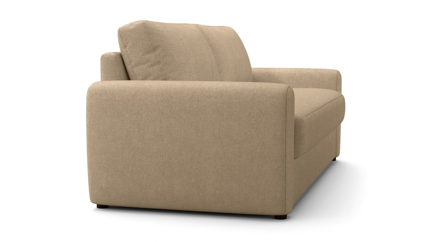 Canapé droit convertible 3 places en tissu chenille taupe - ouverture express - Salvia Canapé droit convertible 3 places en tissu chenille taupe - ouverture express - Salvia