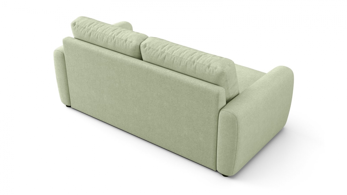 Canapé droit convertible 3 places en tissu chenille vert sauge - ouverture express - Salvia Canapé droit convertible 3 places en tissu chenille vert sauge - ouverture express - Salvia