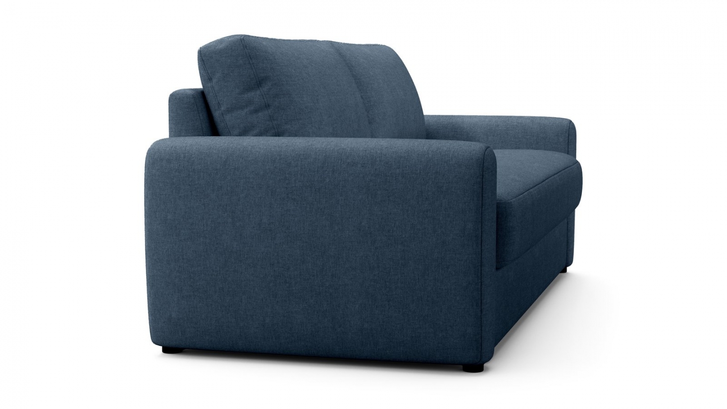 Canapé droit convertible 3 places en tissu chenille bleu foncé - ouverture express - Salvia Canapé droit convertible 3 places en tissu chenille bleu foncé - ouverture express - Salvia