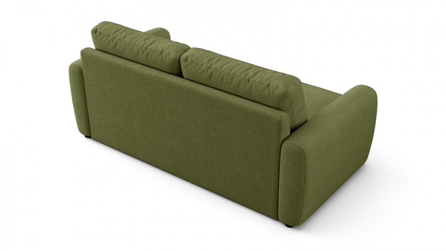 Canapé droit convertible 3 places en tissu chenille vert olive - ouverture express - Salvia Canapé droit convertible 3 places en tissu chenille vert olive - ouverture express - Salvia
