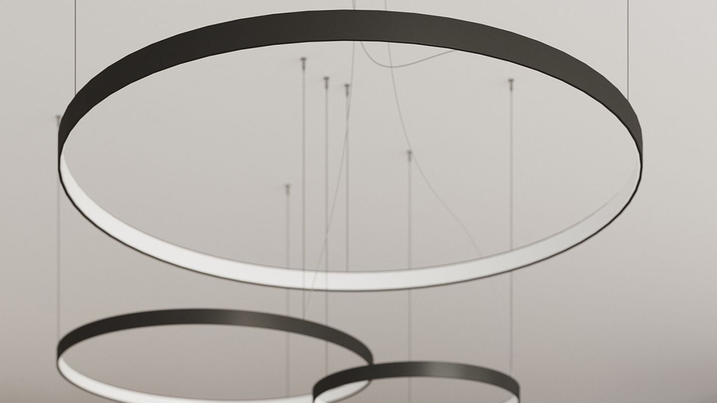 Suspension ronde noire à Led 78 cm - 3000K - Rio Suspension ronde noire à Led 78 cm - 3000K - Rio