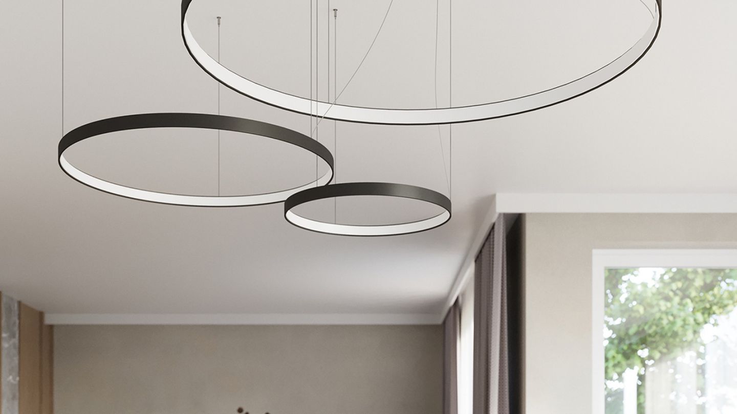 Suspension ronde noire à Led 55 cm - 3000K - Rio Suspension ronde noire à Led 55 cm - 3000K - Rio