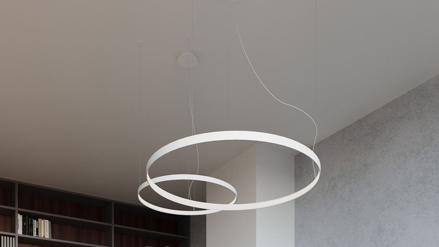 Suspension ronde Blanche à Led 110 cm - 3000K - Rio Suspension ronde Blanche à Led 110 cm - 3000K - Rio