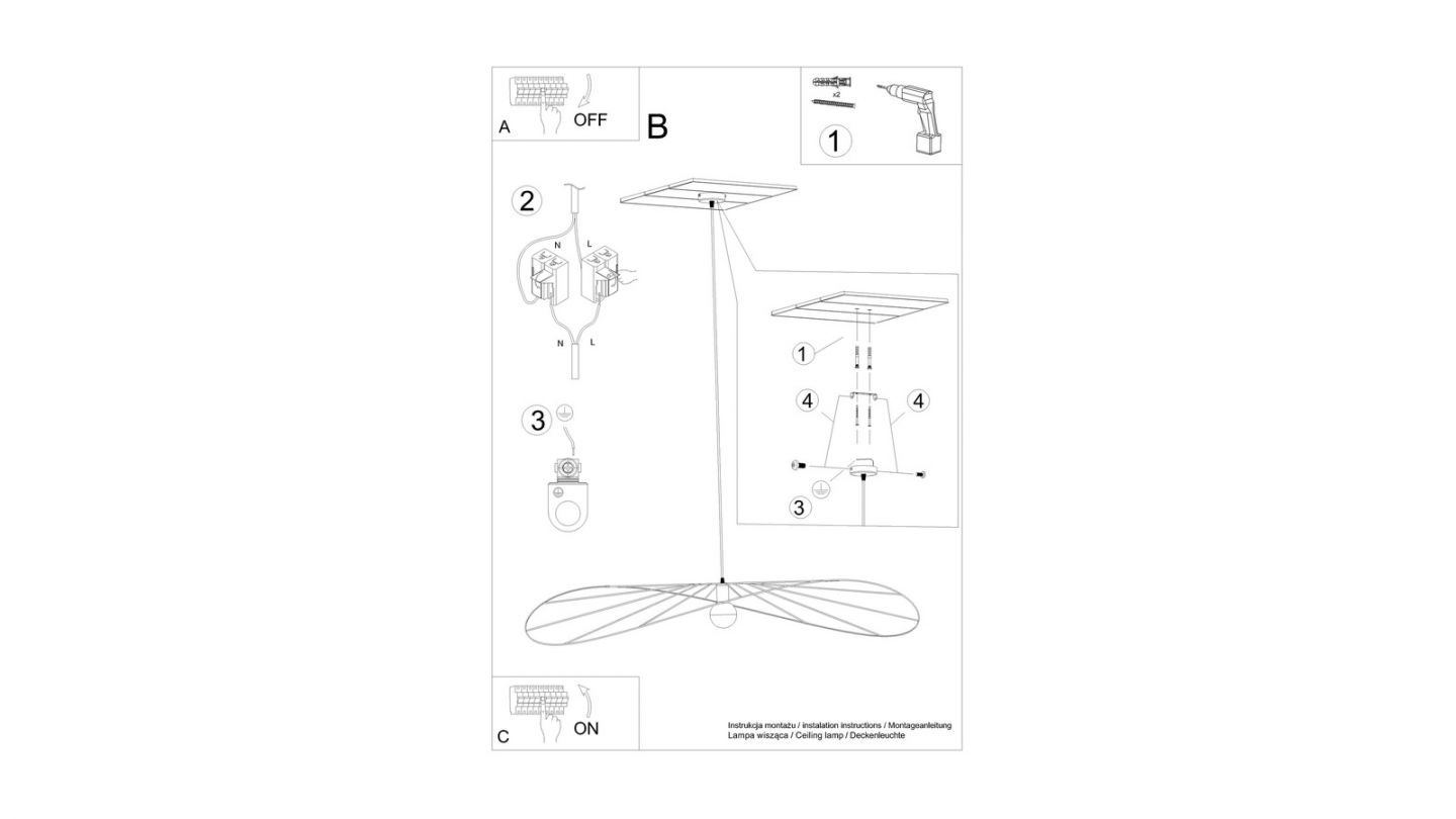 Suspension graphique en métal noir 140 cm - Eskola Suspension graphique en métal noir 140 cm - Eskola