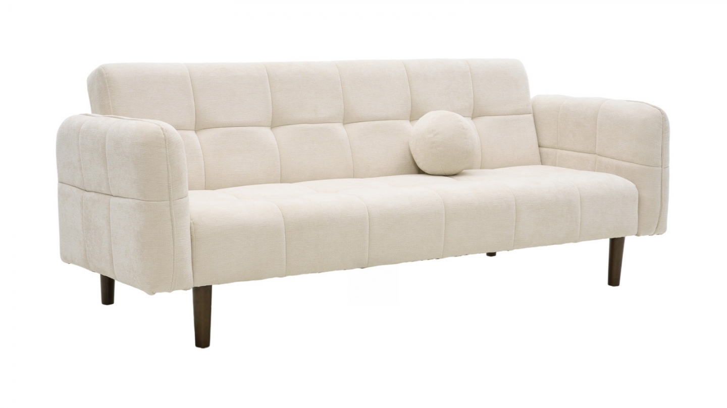 Canapé convertible 3 places en tissu chenille beige - Pavia Canapé convertible 3 places en tissu chenille beige - Pavia