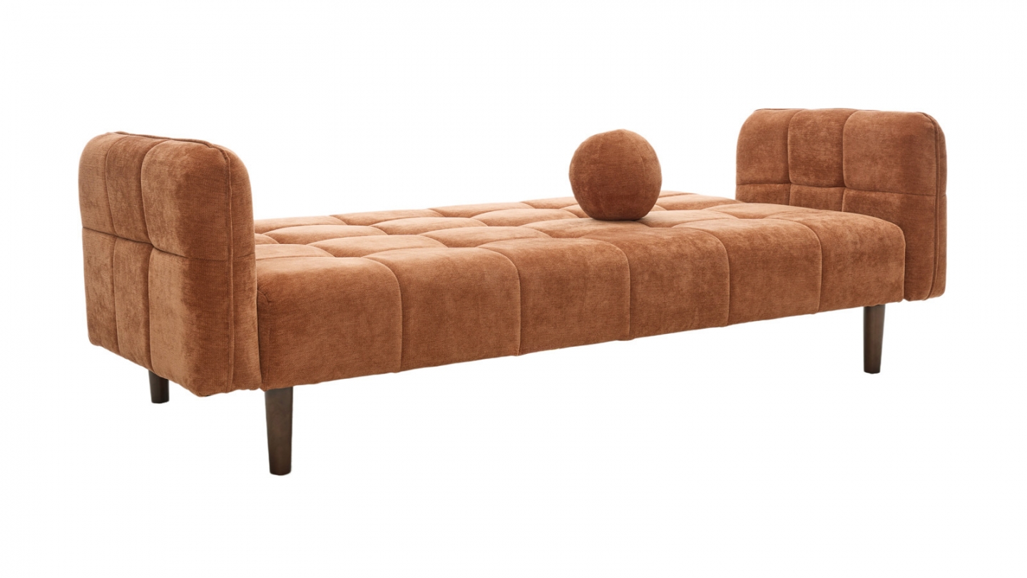 Canapé convertible 3 places en tissu chenille terracotta - Pavia Canapé convertible 3 places en tissu chenille terracotta - Pavia
