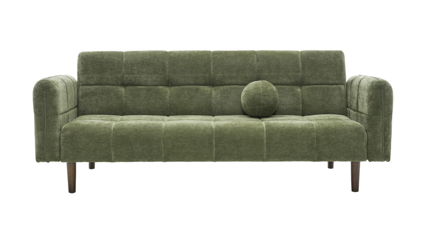 Canapé convertible 3 places en tissu chenille vert olive - Pavia Canapé convertible 3 places en tissu chenille vert olive - Pavia