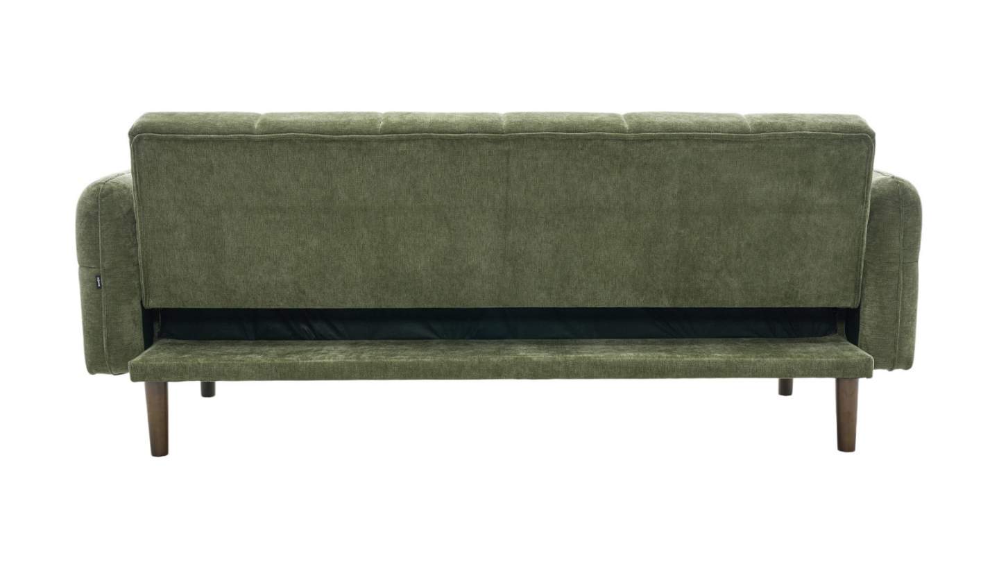 Canapé convertible 3 places en tissu chenille vert olive - Pavia Canapé convertible 3 places en tissu chenille vert olive - Pavia