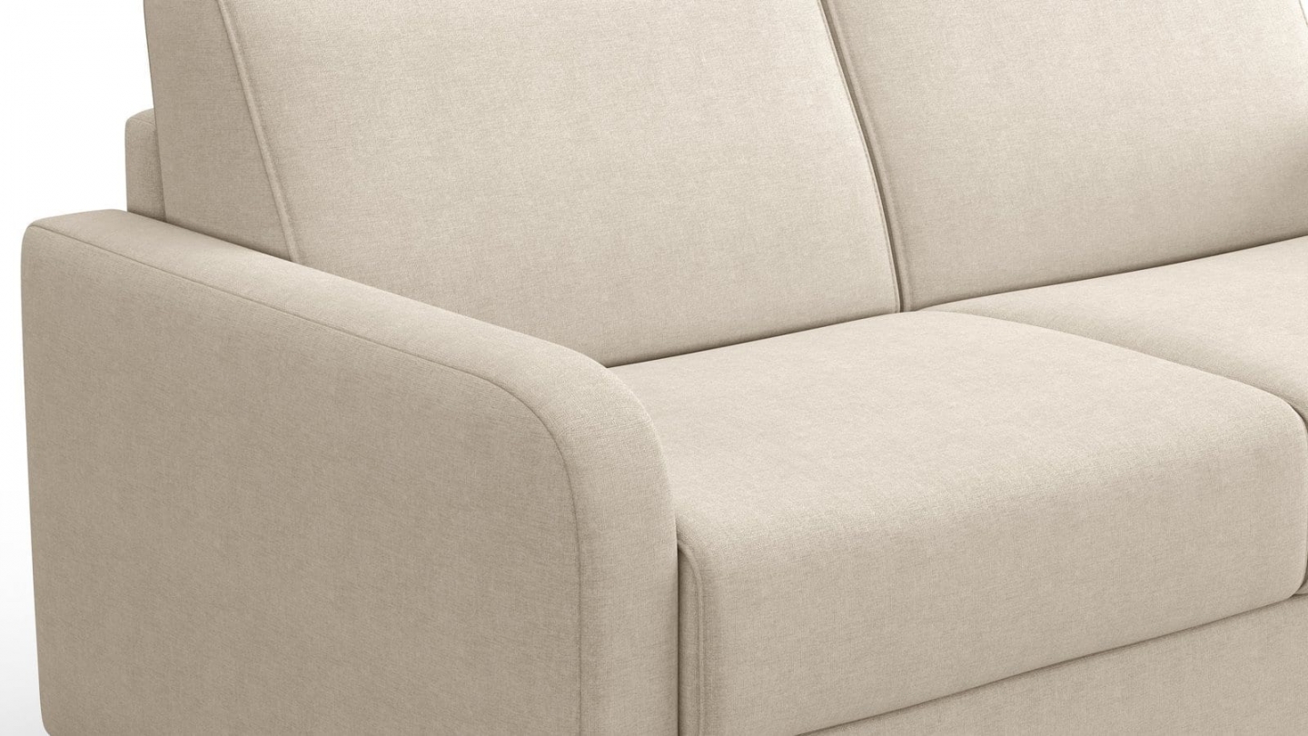 Canapé droit convertible 3 places en tissu chenille beige - ouverture express - Lumio Canapé droit convertible 3 places en tissu chenille beige - ouverture express - Lumio