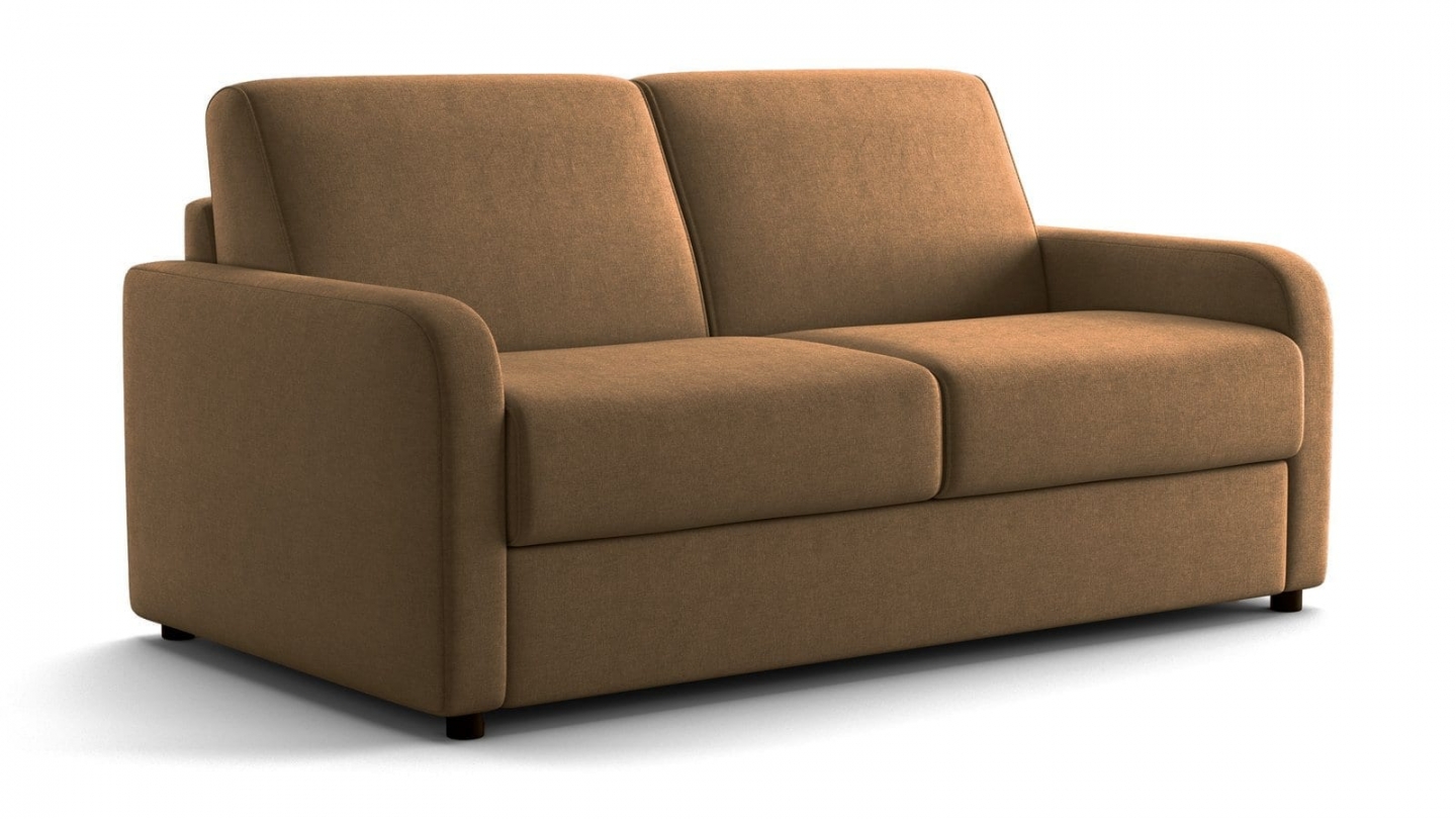 Canapé droit convertible 3 places en tissu chenille moka - ouverture express - Lumio Canapé droit convertible 3 places en tissu chenille moka - ouverture express - Lumio