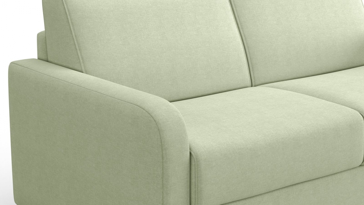 Canapé droit convertible 3 places en tissu chenille vert sauge - ouverture express - Lumio Canapé droit convertible 3 places en tissu chenille vert sauge - ouverture express - Lumio