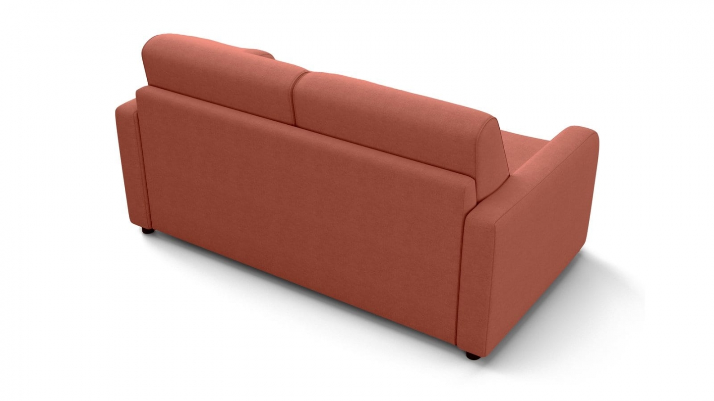 Canapé droit convertible 3 places en tissu chenille terracotta - ouverture express - Lumio Canapé droit convertible 3 places en tissu chenille terracotta - ouverture express - Lumio