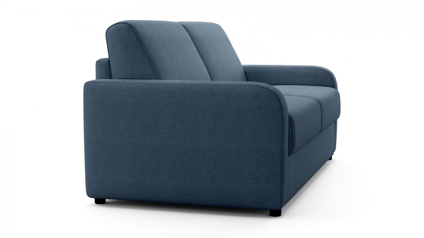 Canapé droit convertible 3 places en tissu chenille bleu foncé - ouverture express - Lumio Canapé droit convertible 3 places en tissu chenille bleu foncé - ouverture express - Lumio