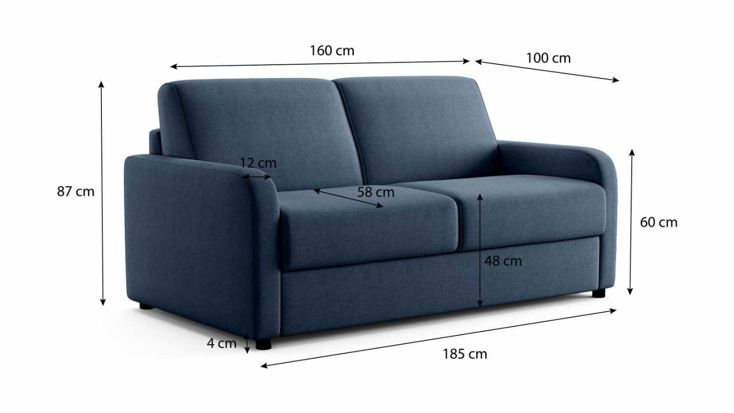 Canapé droit convertible 3 places en tissu chenille bleu foncé - ouverture express - Lumio Canapé droit convertible 3 places en tissu chenille bleu foncé - ouverture express - Lumio