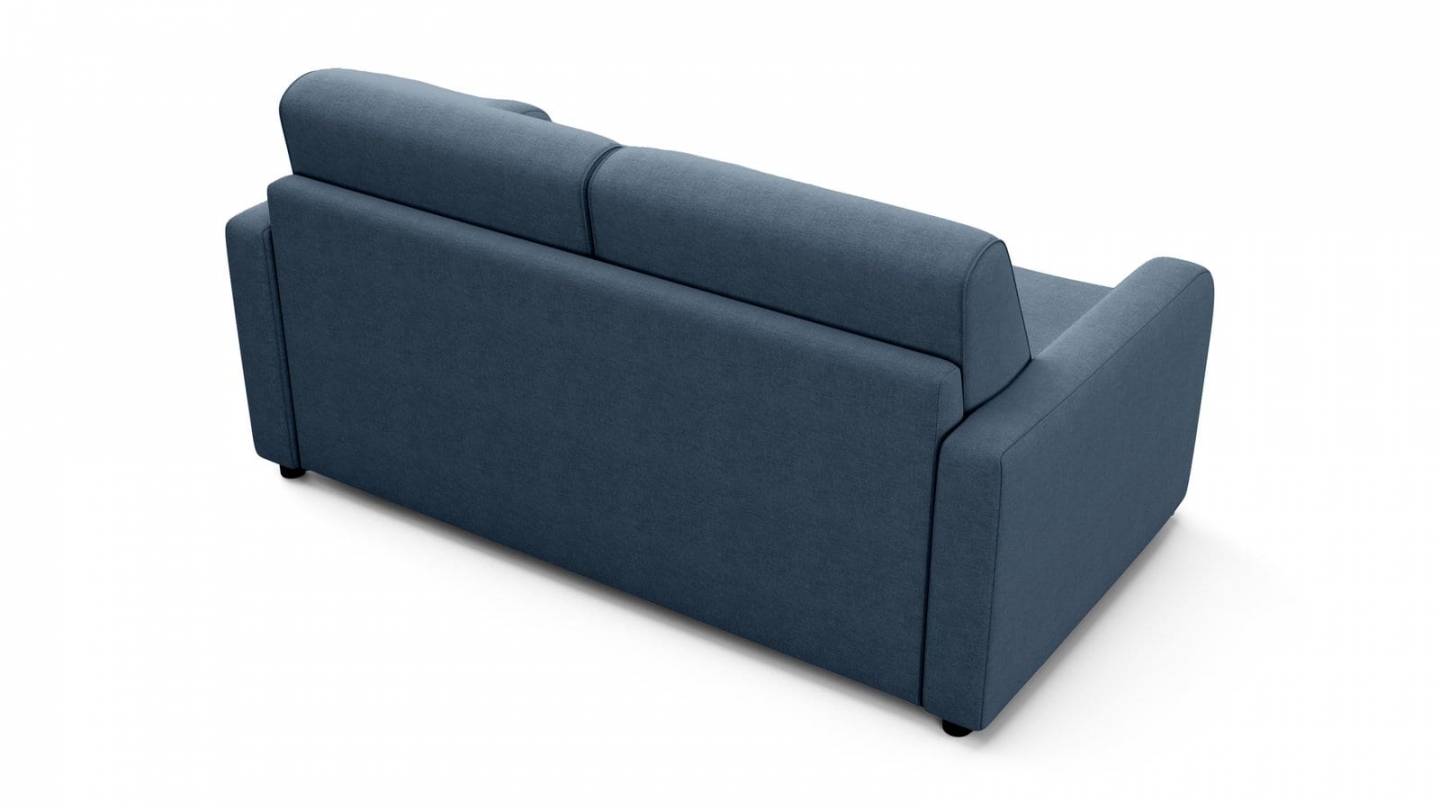 Canapé droit convertible 3 places en tissu chenille bleu foncé - ouverture express - Lumio Canapé droit convertible 3 places en tissu chenille bleu foncé - ouverture express - Lumio