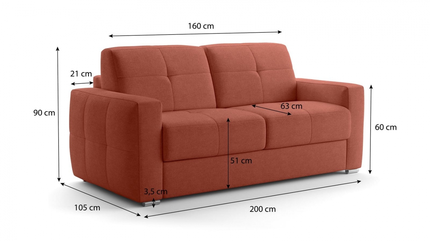 Canapé capitonné convertible 3 places en tissu chenille terracotta - ouverture express - Cassian Canapé capitonné convertible 3 places en tissu chenille terracotta - ouverture express - Cassian