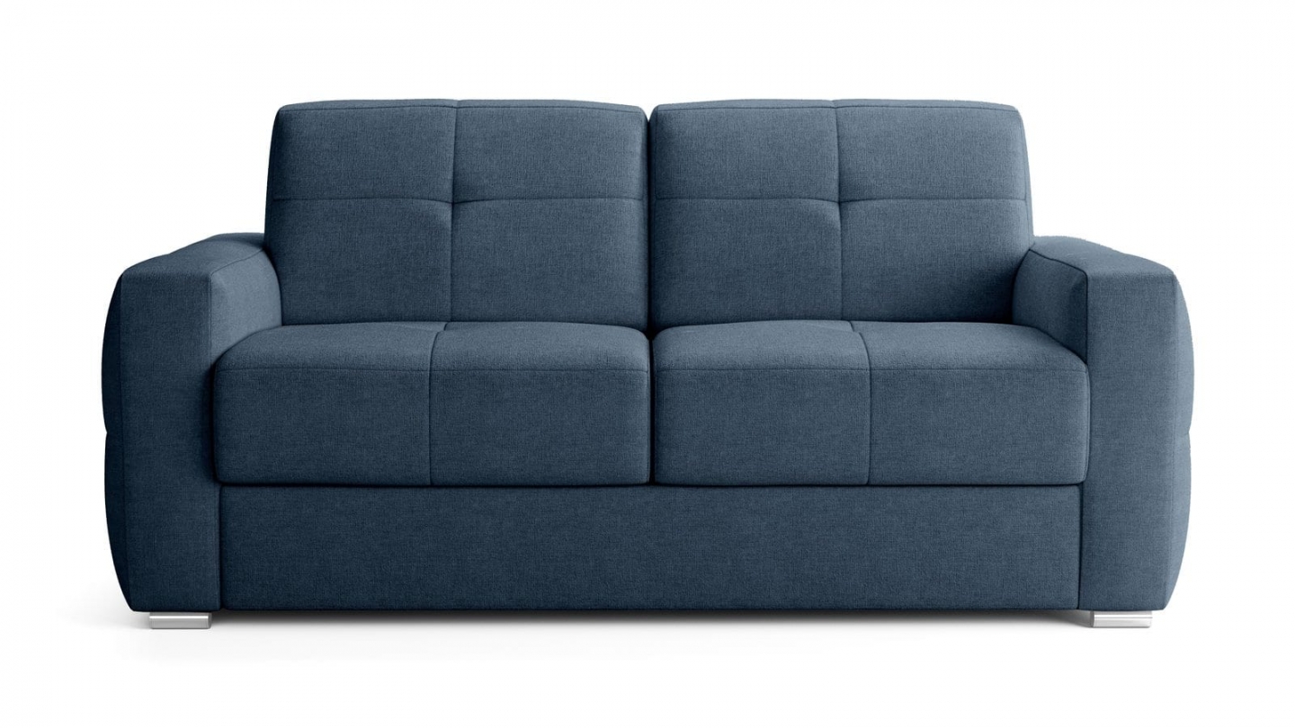 Canapé capitonné convertible 3 places en tissu chenille bleu foncé - ouverture express - Cassian Canapé capitonné convertible 3 places en tissu chenille bleu foncé - ouverture express - Cassian