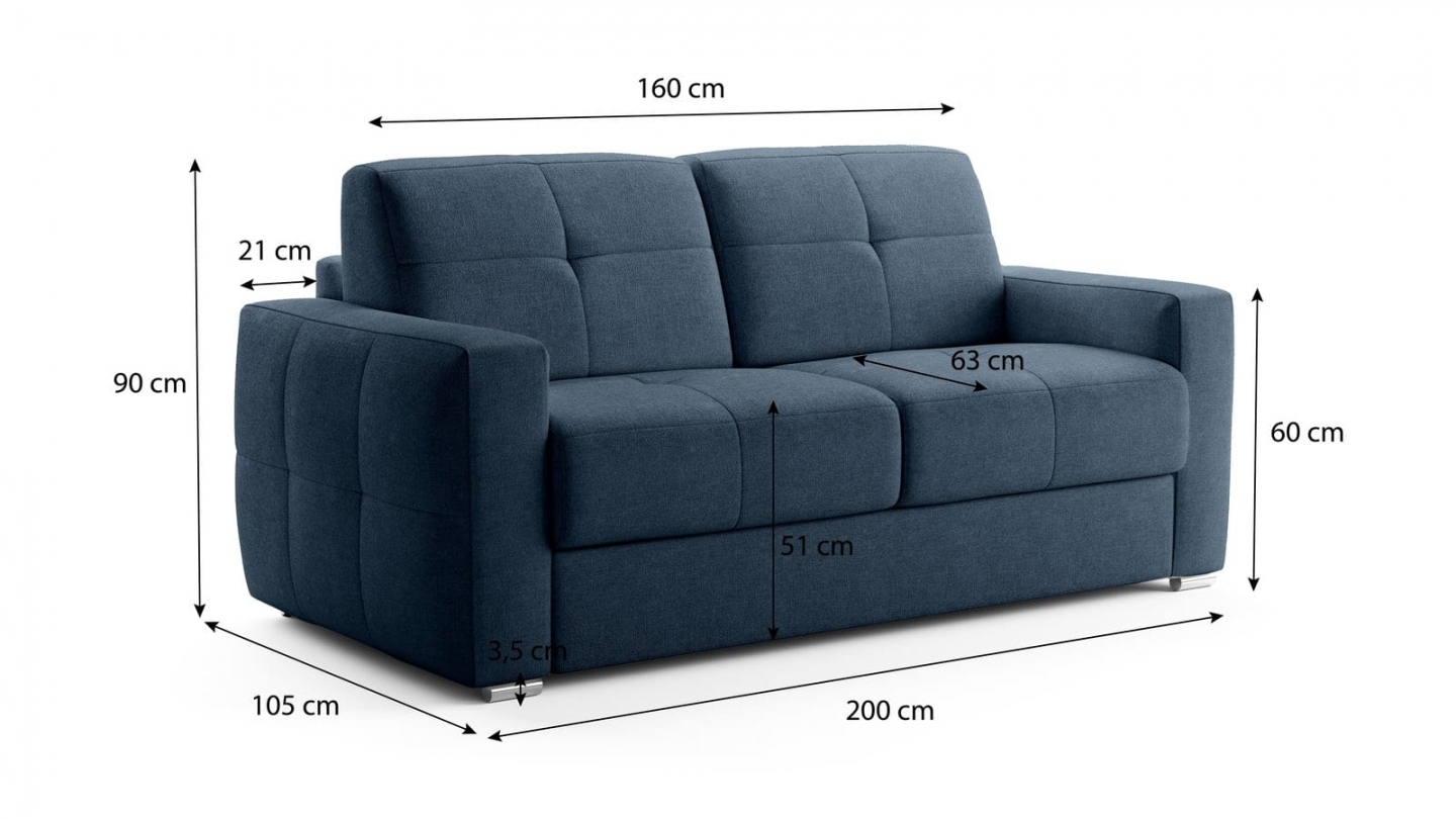 Canapé capitonné convertible 3 places en tissu chenille bleu foncé - ouverture express - Cassian Canapé capitonné convertible 3 places en tissu chenille bleu foncé - ouverture express - Cassian
