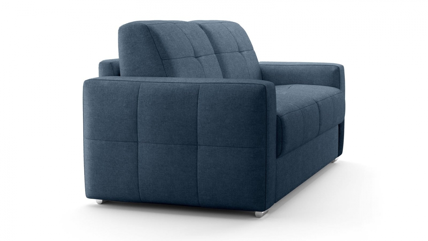 Canapé capitonné convertible 3 places en tissu chenille bleu foncé - ouverture express - Cassian Canapé capitonné convertible 3 places en tissu chenille bleu foncé - ouverture express - Cassian