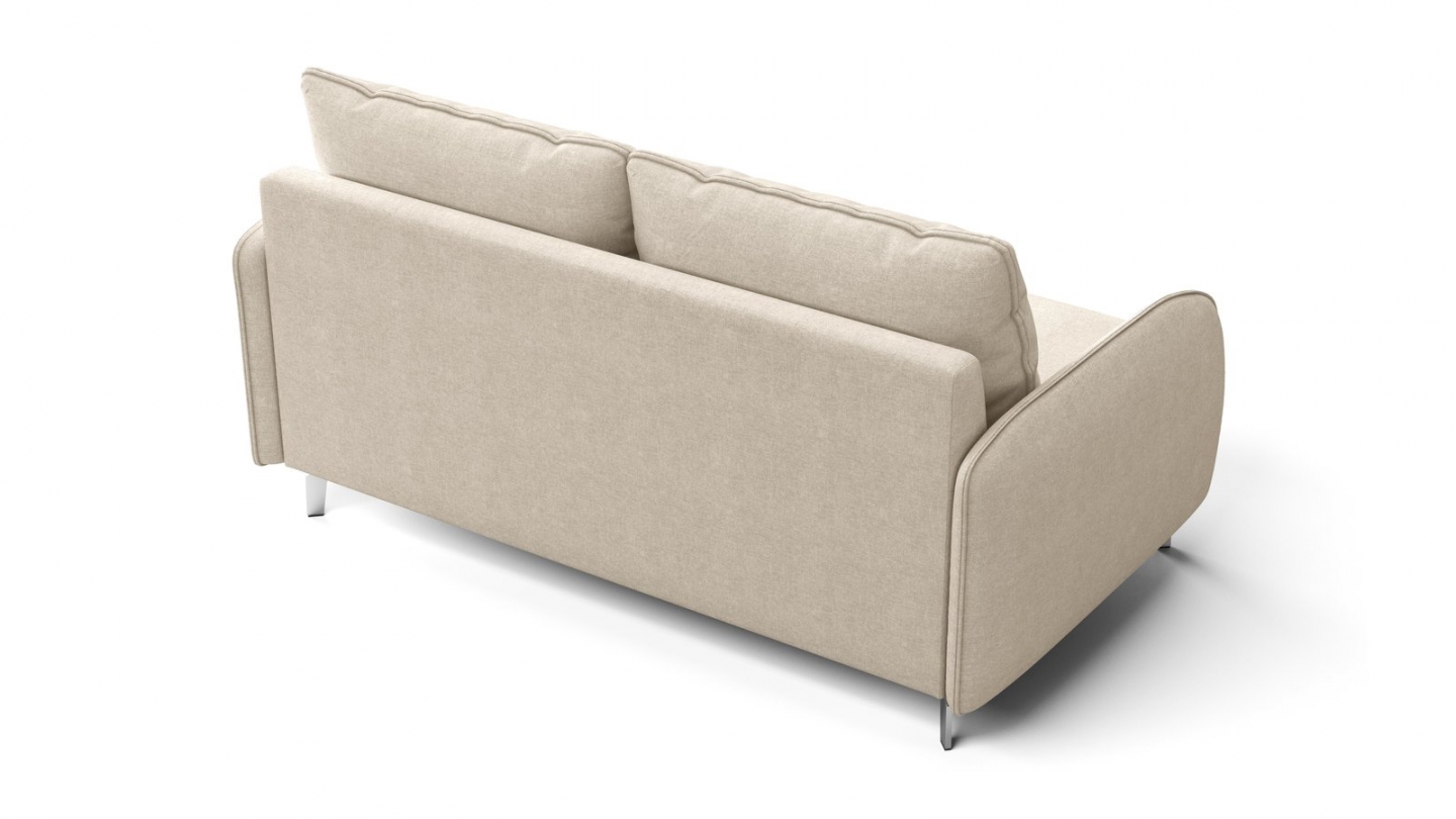 Canapé droit convertible 3 places en tissu chenille beige - ouverture express - Novoli Canapé droit convertible 3 places en tissu chenille beige - ouverture express - Novoli