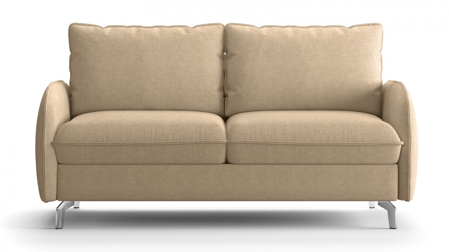 Canapé droit convertible 3 places en tissu chenille taupe - ouverture express - Novoli Canapé droit convertible 3 places en tissu chenille taupe - ouverture express - Novoli