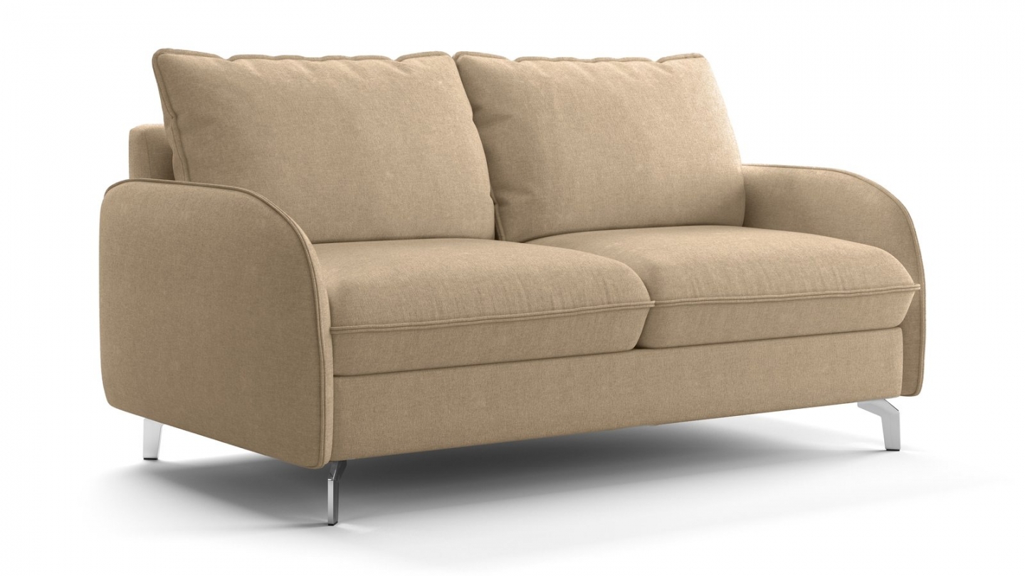 Canapé droit convertible 3 places en tissu chenille taupe - ouverture express - Novoli Canapé droit convertible 3 places en tissu chenille taupe - ouverture express - Novoli
