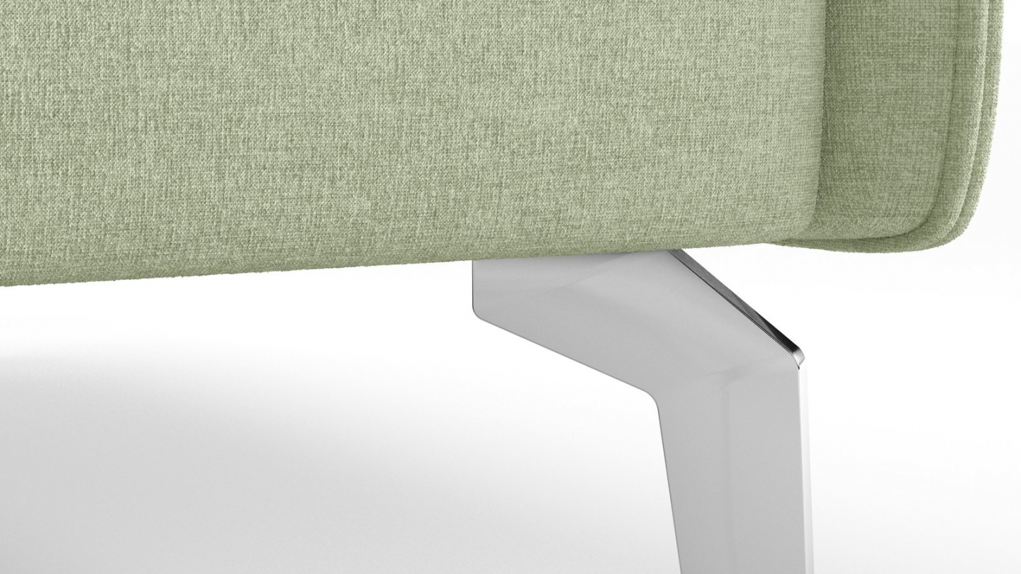 Canapé droit convertible 3 places en tissu chenille vert sauge - ouverture express - Novoli Canapé droit convertible 3 places en tissu chenille vert sauge - ouverture express - Novoli