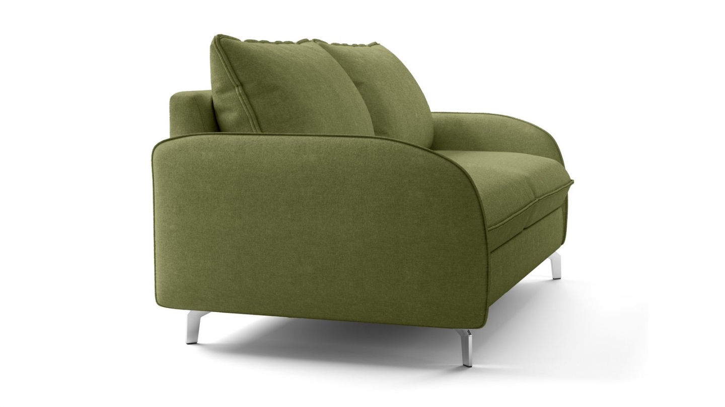 Canapé droit convertible 3 places en tissu chenille vert olive - ouverture express - Novoli Canapé droit convertible 3 places en tissu chenille vert olive - ouverture express - Novoli