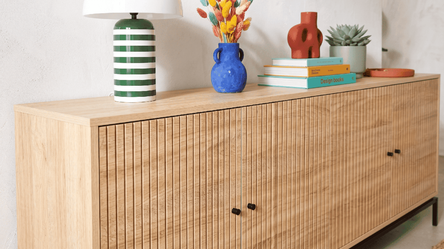 Buffet 4 portes effet bois 180 cm - Talia Buffet 4 portes effet bois 180 cm - Talia