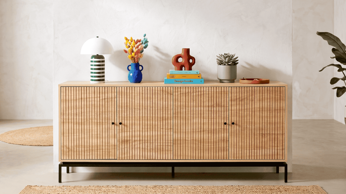 Buffet 4 portes effet bois 180 cm - Talia Buffet 4 portes effet bois 180 cm - Talia