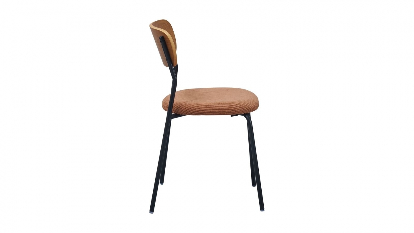 Lot de 2 chaises en bois et velours côtelé terracotta - Leya Lot de 2 chaises en bois et velours côtelé terracotta - Leya