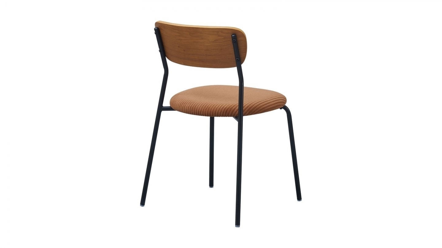 Lot de 2 chaises en bois et velours côtelé terracotta - Leya Lot de 2 chaises en bois et velours côtelé terracotta - Leya
