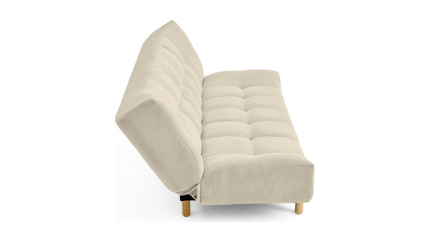 Canapé capitonné convertible 3 places en tissu chenille beige - Bumpy Canapé capitonné convertible 3 places en tissu chenille beige - Bumpy