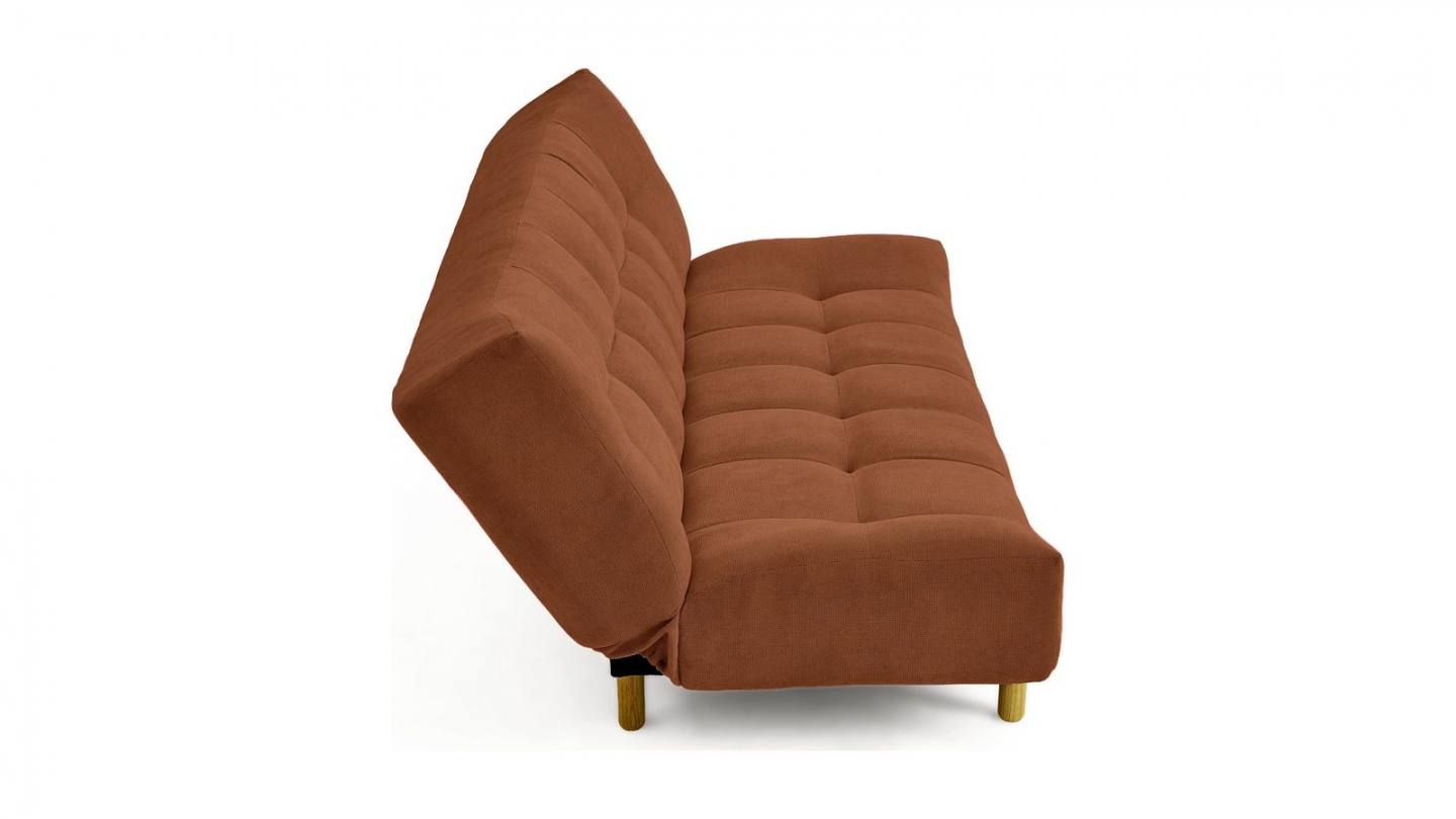 Canapé capitonné convertible 3 places en tissu chenille terracotta - Bumpy Canapé capitonné convertible 3 places en tissu chenille terracotta - Bumpy