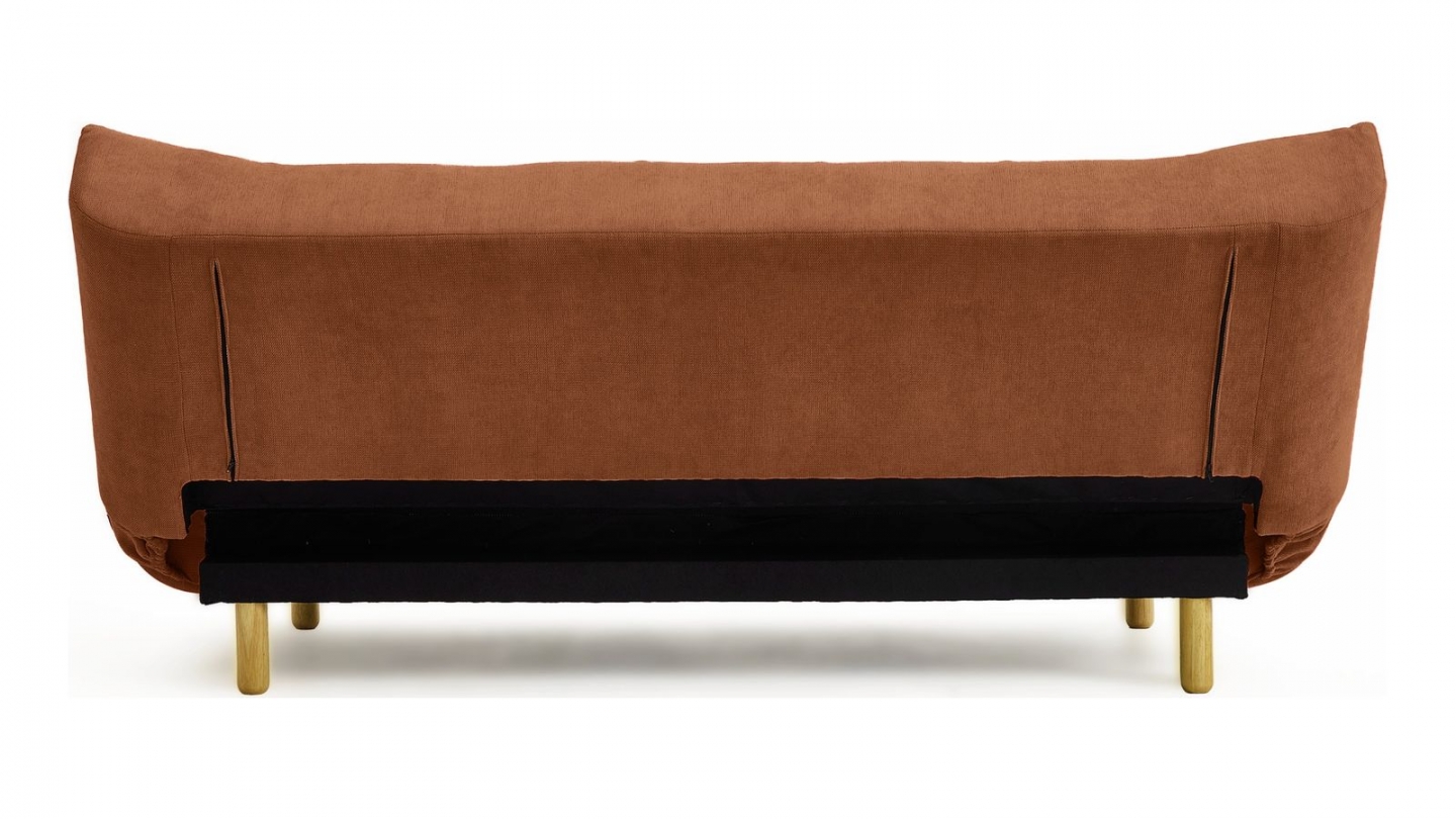 Canapé capitonné convertible 3 places en tissu chenille terracotta - Bumpy Canapé capitonné convertible 3 places en tissu chenille terracotta - Bumpy
