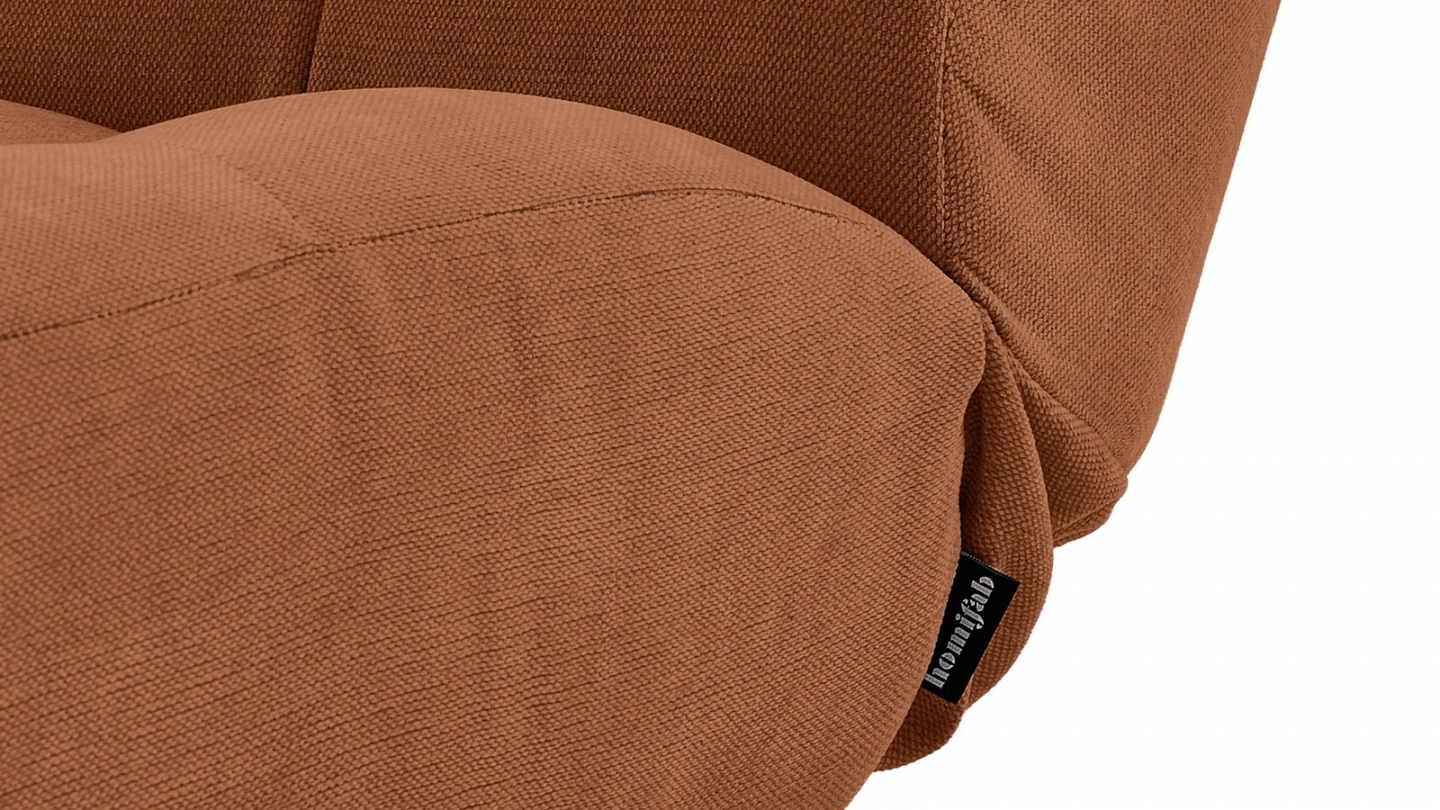 Canapé capitonné convertible 3 places en tissu chenille terracotta - Bumpy Canapé capitonné convertible 3 places en tissu chenille terracotta - Bumpy