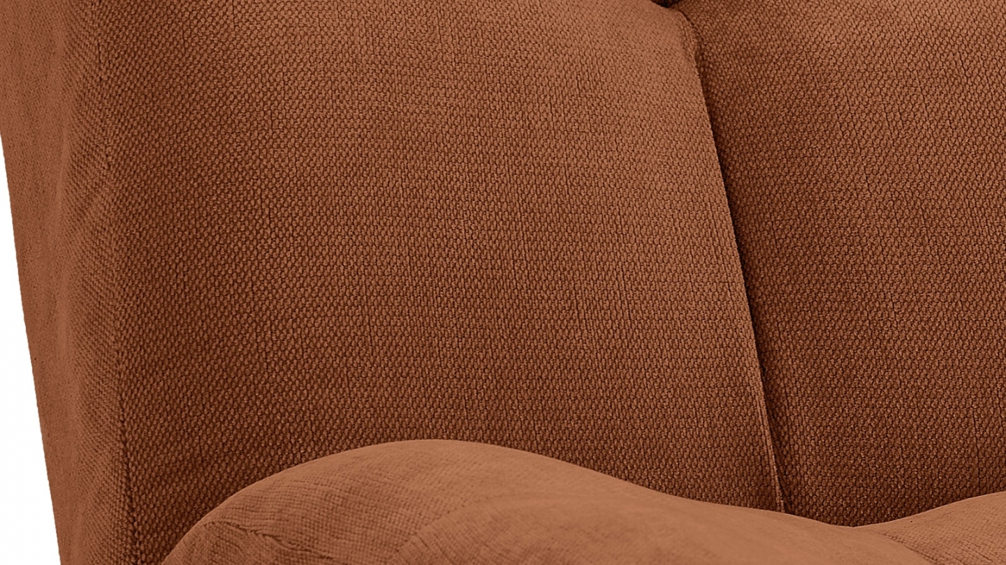 Canapé capitonné convertible 3 places en tissu chenille terracotta - Bumpy Canapé capitonné convertible 3 places en tissu chenille terracotta - Bumpy