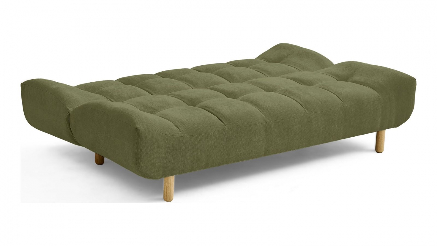 Canapé capitonné convertible 3 places en tissu chenille vert olive - Bumpy Canapé capitonné convertible 3 places en tissu chenille vert olive - Bumpy