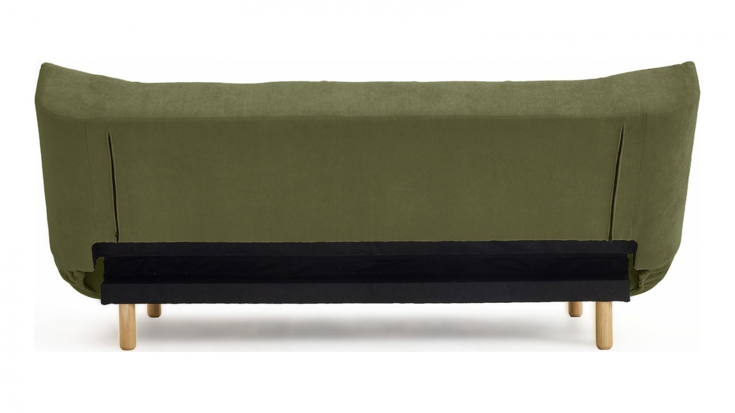 Canapé capitonné convertible 3 places en tissu chenille vert olive - Bumpy Canapé capitonné convertible 3 places en tissu chenille vert olive - Bumpy