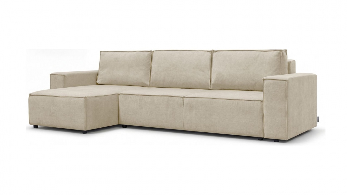 Canapé d'angle convertible réversible 5 places avec coffre de rangement en tissu chenille beige foncé - Harper Canapé d'angle convertible réversible 5 places avec coffre de rangement en tissu chenille beige foncé - Harper