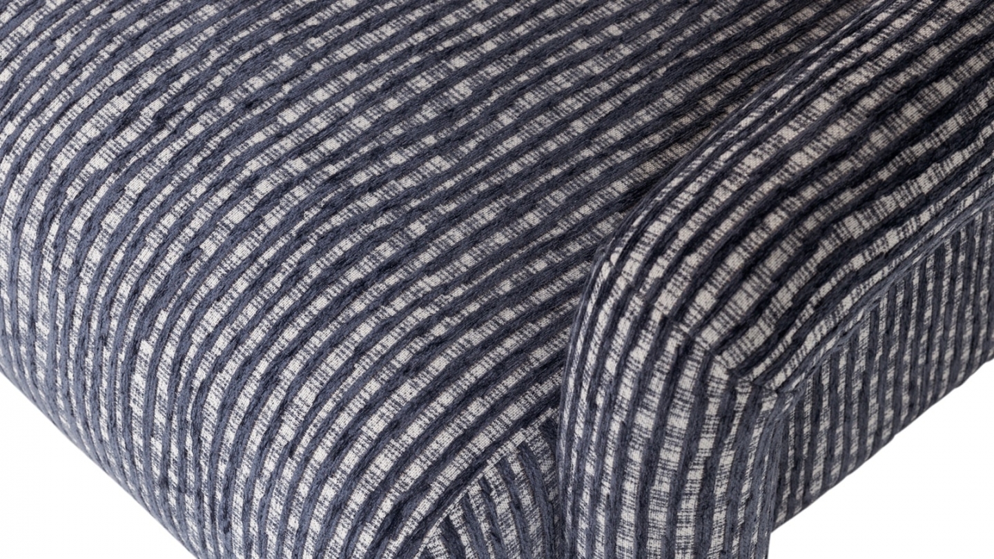 Fauteuil en tissu à motifs rayés gris/bleu - Lenny Fauteuil en tissu à motifs rayés gris/bleu - Lenny