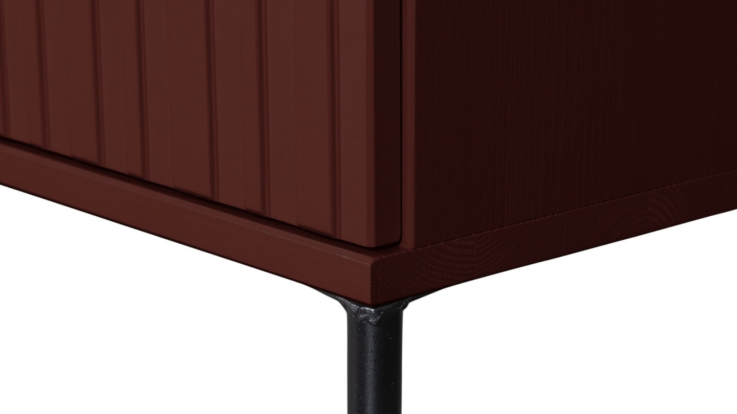 Meuble TV en pin cannelé bordeaux 150 cm - New gravure Meuble TV en pin cannelé bordeaux 150 cm - New gravure